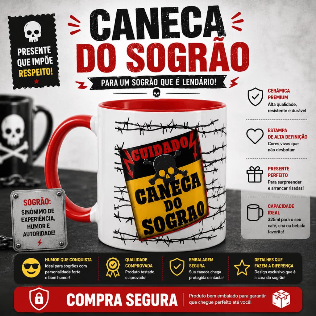 Caneca Sogrão Dia dos Pais Presente para Sogro Dia dos Pais Família Café Chá Personalizada 325ml