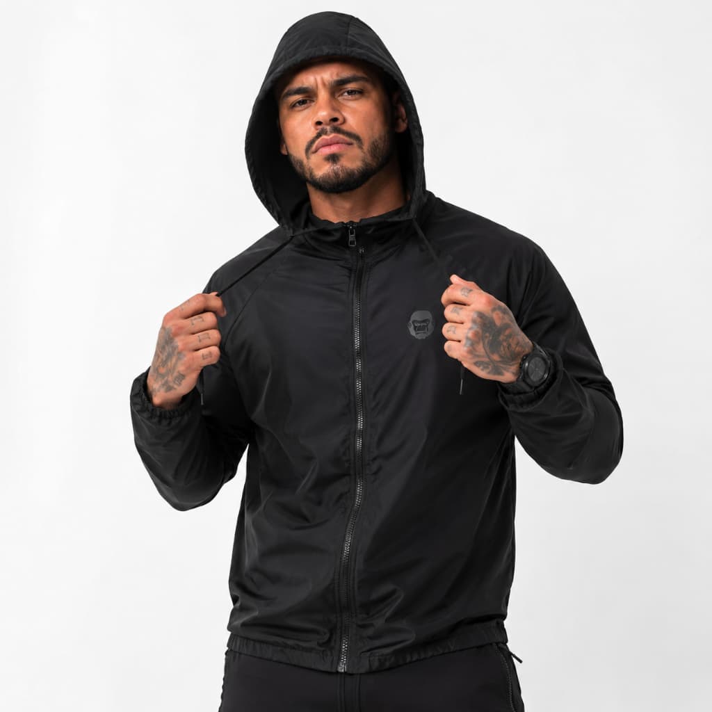 Jaqueta Corta Vento Kong Masculina Repelente à Água com Capuz Forrado e Bolsos Laterais
