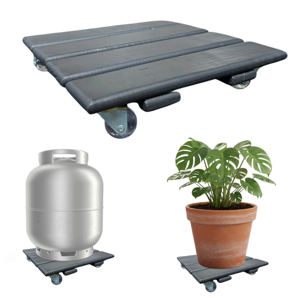 Suporte Para Vaso Chão Planta Rodinhas Gel Silicone 30 Cm Preto