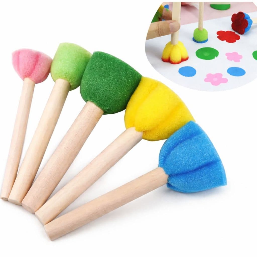 Pincel Batedor Formas em Espuma Atividade Escolar Kit c/ 5