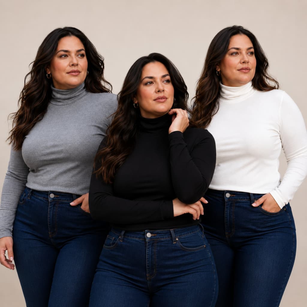 Blusa Segunda Pele Plus Size Feminina Cacharrel Canelada Gola Alta Manga Longa Inverno