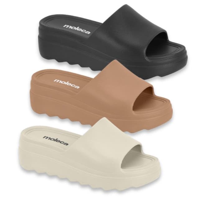 Sandália Feminina Moleca Plataforma Chinelo Slide Confortável EVA Macio Leve Original