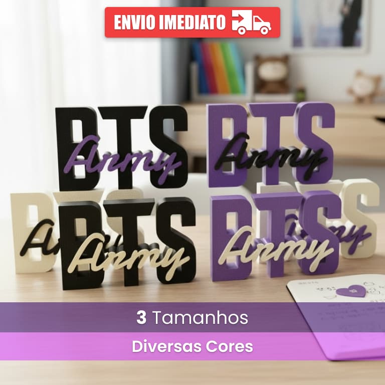 Plaquinha BTS Army Letreiro Placa de Decoração Enfeite Presente Para Fãs de K-Pop Bangtan