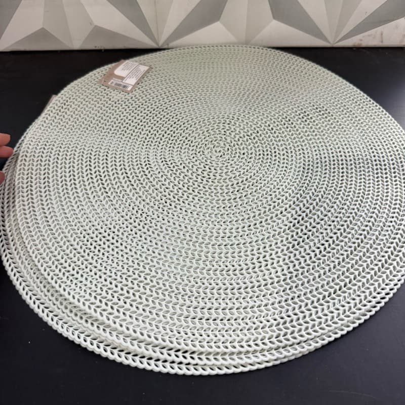 Lugar americano azul redondo com 6 peças para mesa posta kit conjunto jogo de souplat toalha americana redonda PVC plást