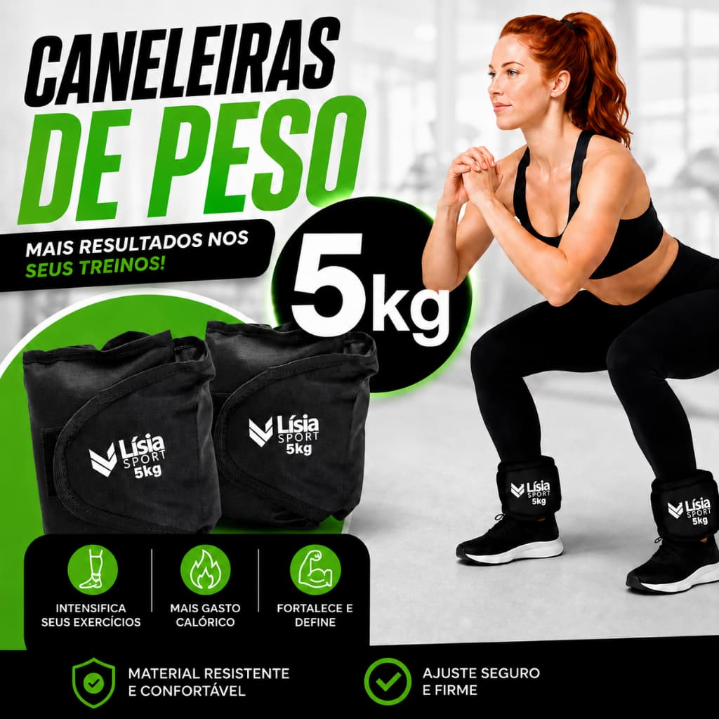 Caneleira Peso 5kg Par Tornozeleira Treino Exercícios Crossfit Fitness Academia Musculação Força Gym