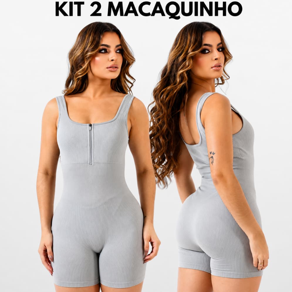 Kit 2 Maquinho Fitness Feminino Poliamida Premium Zero Transparência Modelador Com Zíper Academia Treino Corrida
