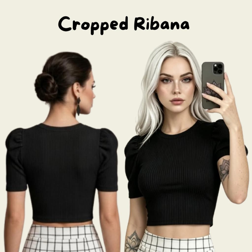 Blusa Cropped Feminina Blusinha Manga Curta Canelada Princesa Bufante