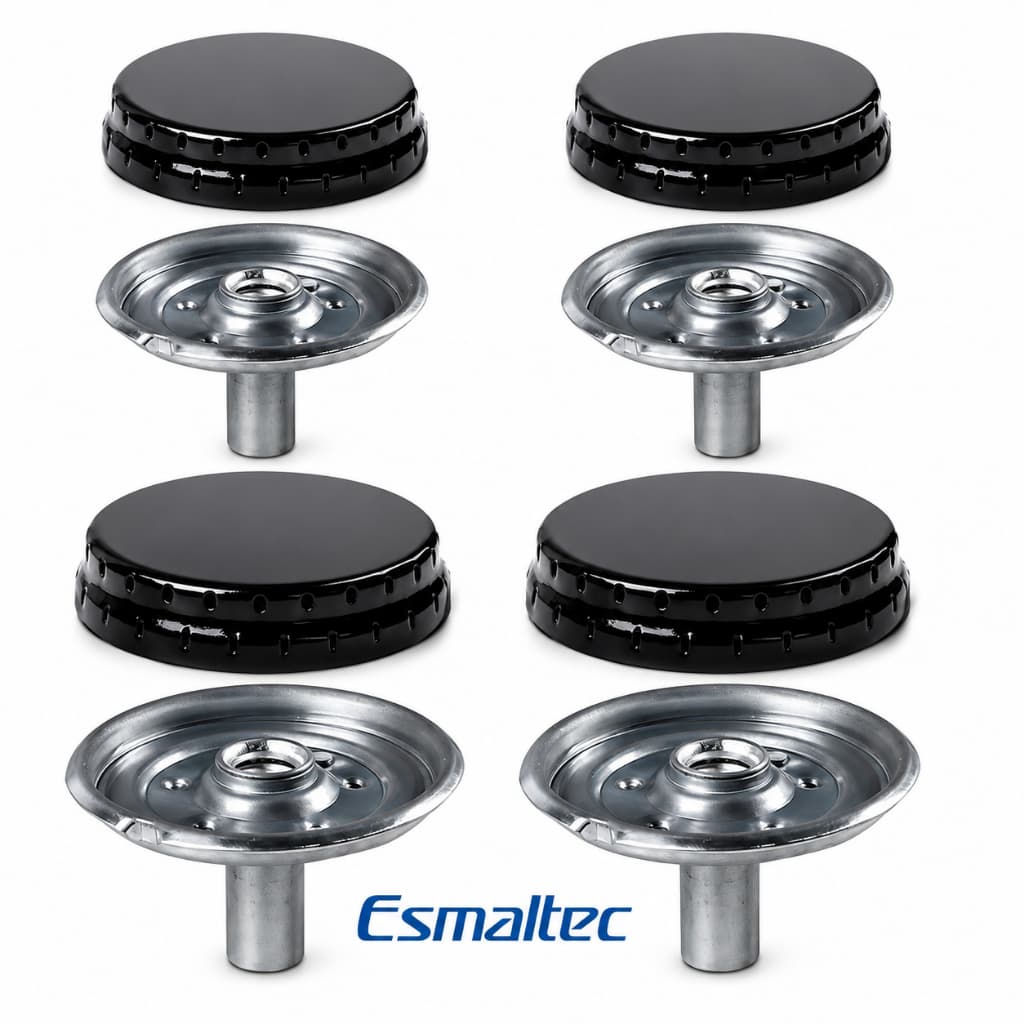Conjunto Espalhador Mais Queimador Fogão Esmaltec Atlas Coliseum 4 Bocas Tampinhas Completo