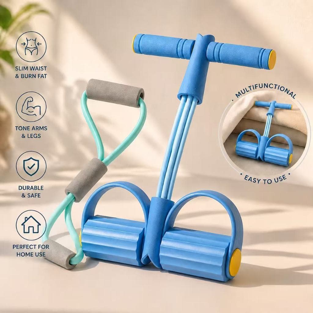 KIT Elástico Extensor Para Exercícios Em 8 + Aparelho Fitness Para Abdominal Ginastica