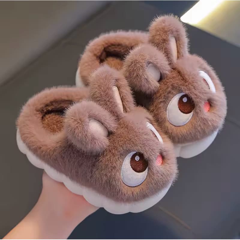 Pantufa infantil peluciada inverno chinelo confortável infantil menina menino coelho