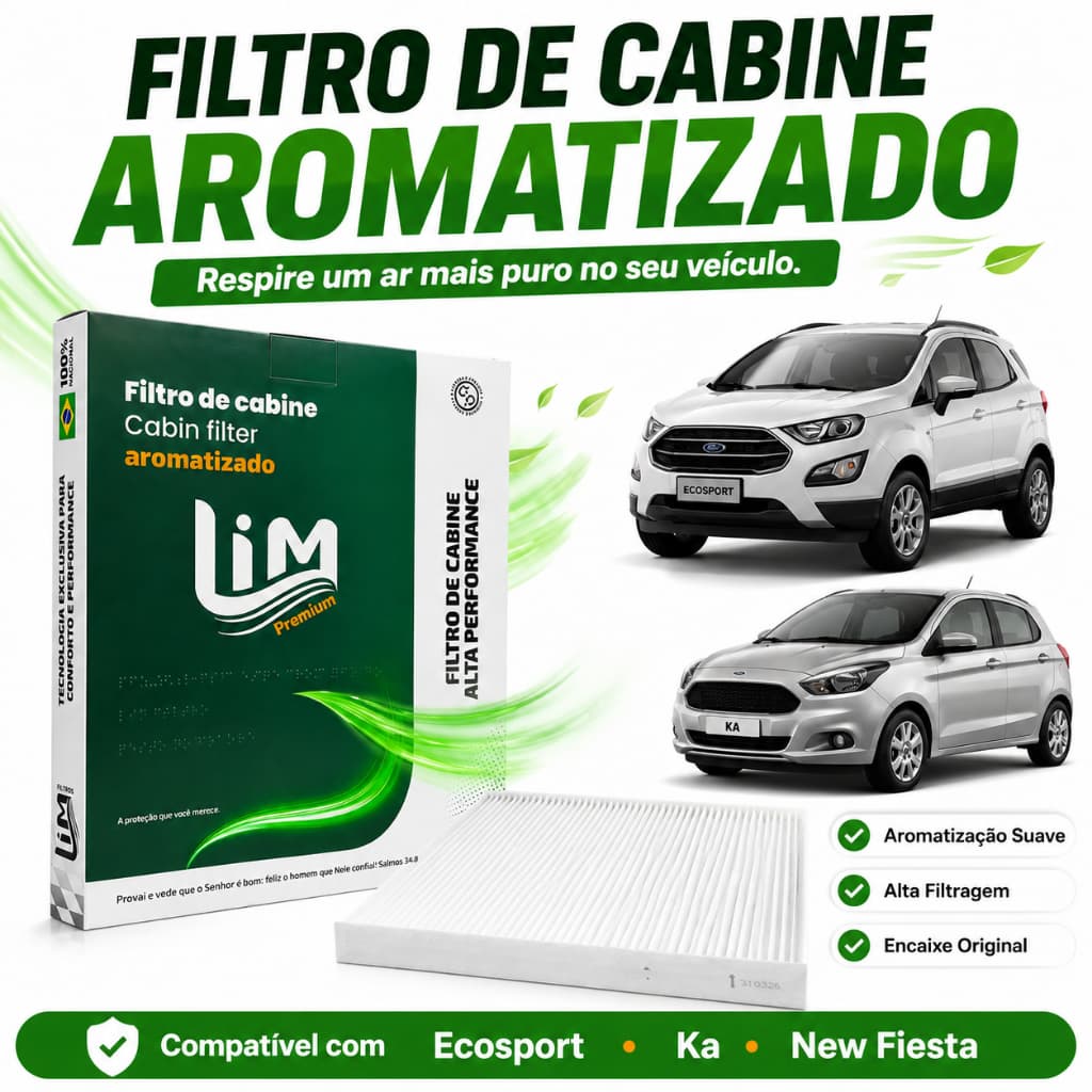Filtro Cabine Ar Condicionado Aromatizado Ford Ecosport Ka New Fiesta Linha Premium PRO