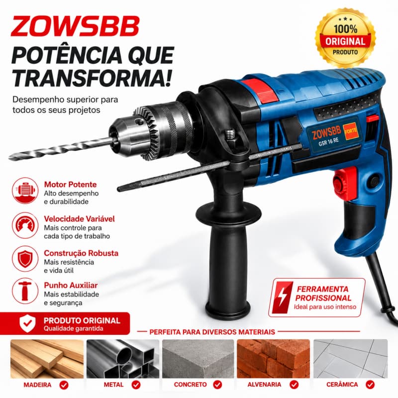 Furadeira Parafusadeira 220V furadeira de impacto 1000W Reverso de Impacto Profissional Genérica bosch