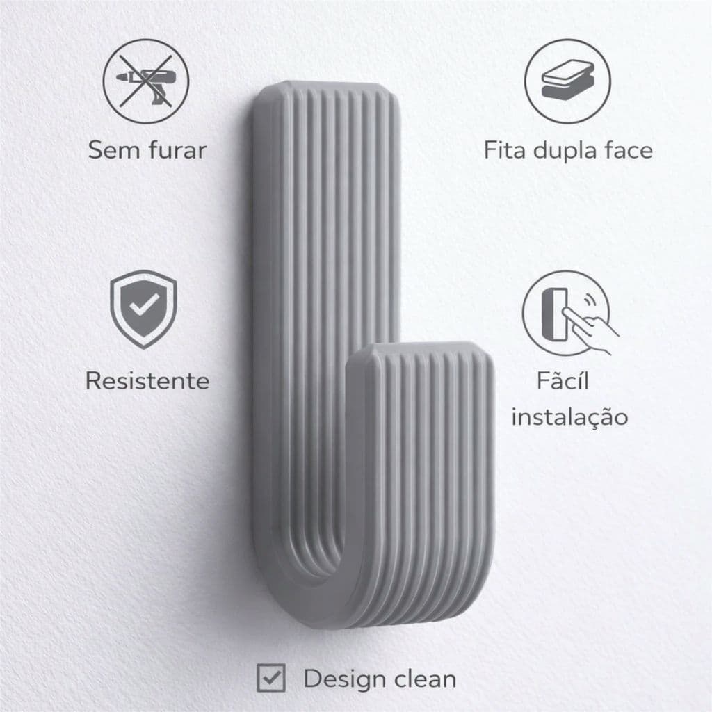 Gancho Suporte Resistente Com Fita Dupla Face de Toalhas Roupas e Acessórios Variados ( Premium )