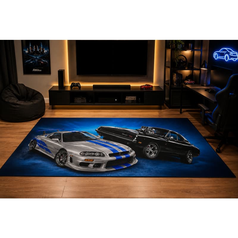 TAPETE DECORATIVO INFANTIL CARROS  CORRIDA  AVELUDADO TAMANHO 140X100