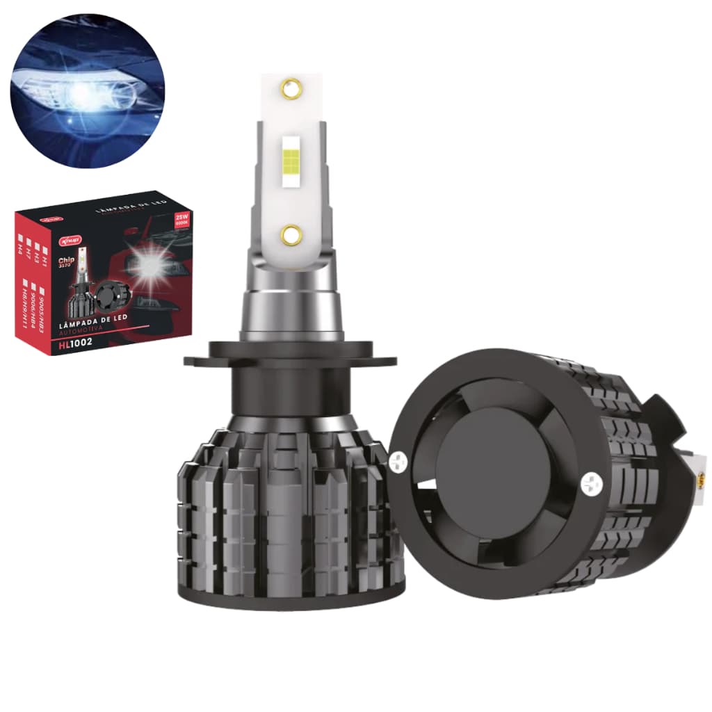 Par Lâmpada Led Automotiva Hl1002 Branco Frio Super Brilho H1 Branco-frio