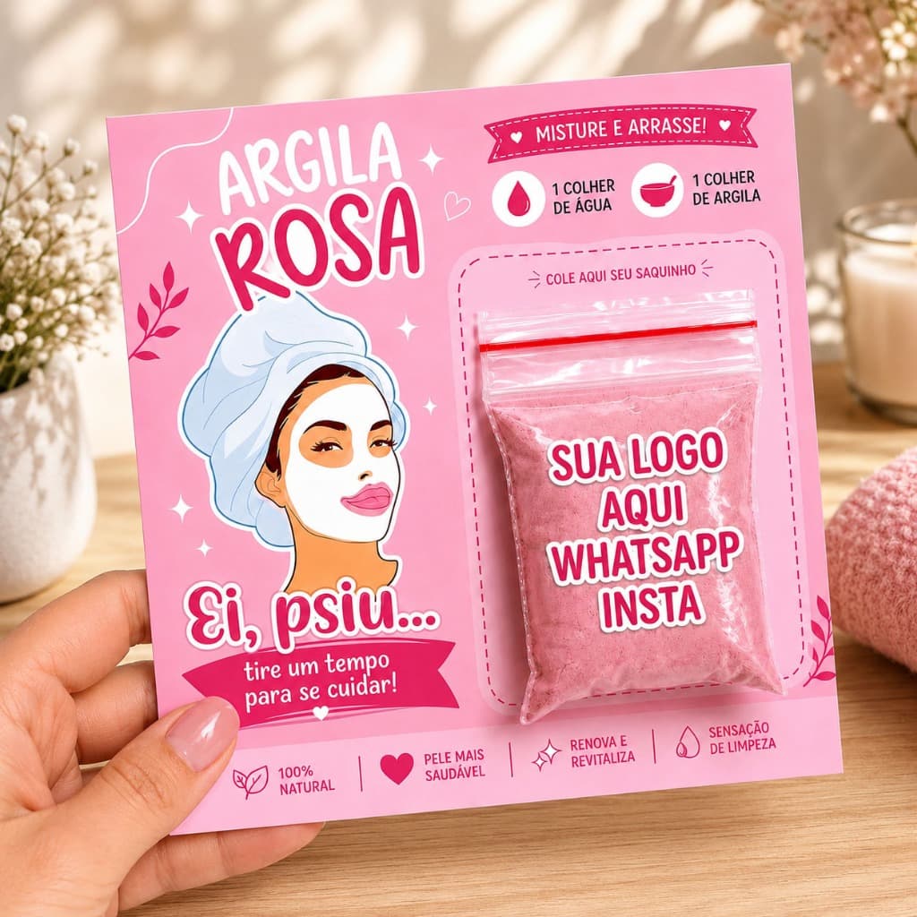 100 Kit Mimo Lembrancinha para sua cliente Personalizado Card + Argila