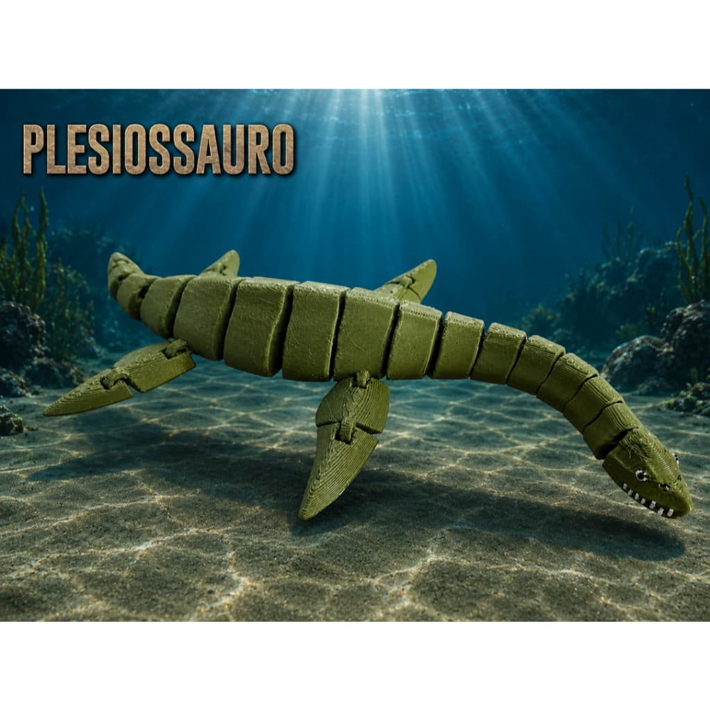 Dinossauro Plesiossauro Articulado Jurassic World  Brinquedo Sensorial Fidget Réptil Marinho