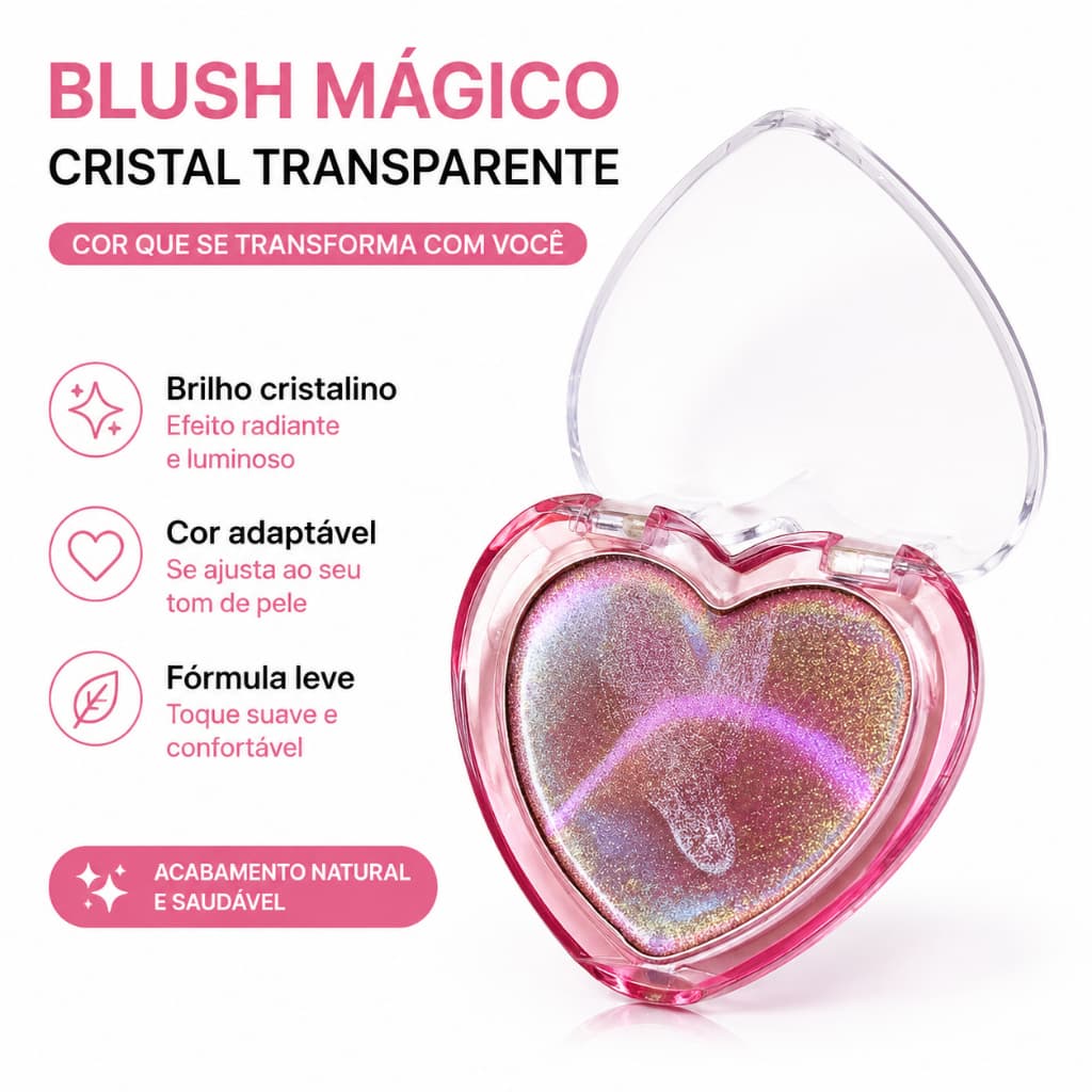 Blush Magnético 3 em 1 Melana  Formato Coração, Serve como Sombra, Batom e Blush
