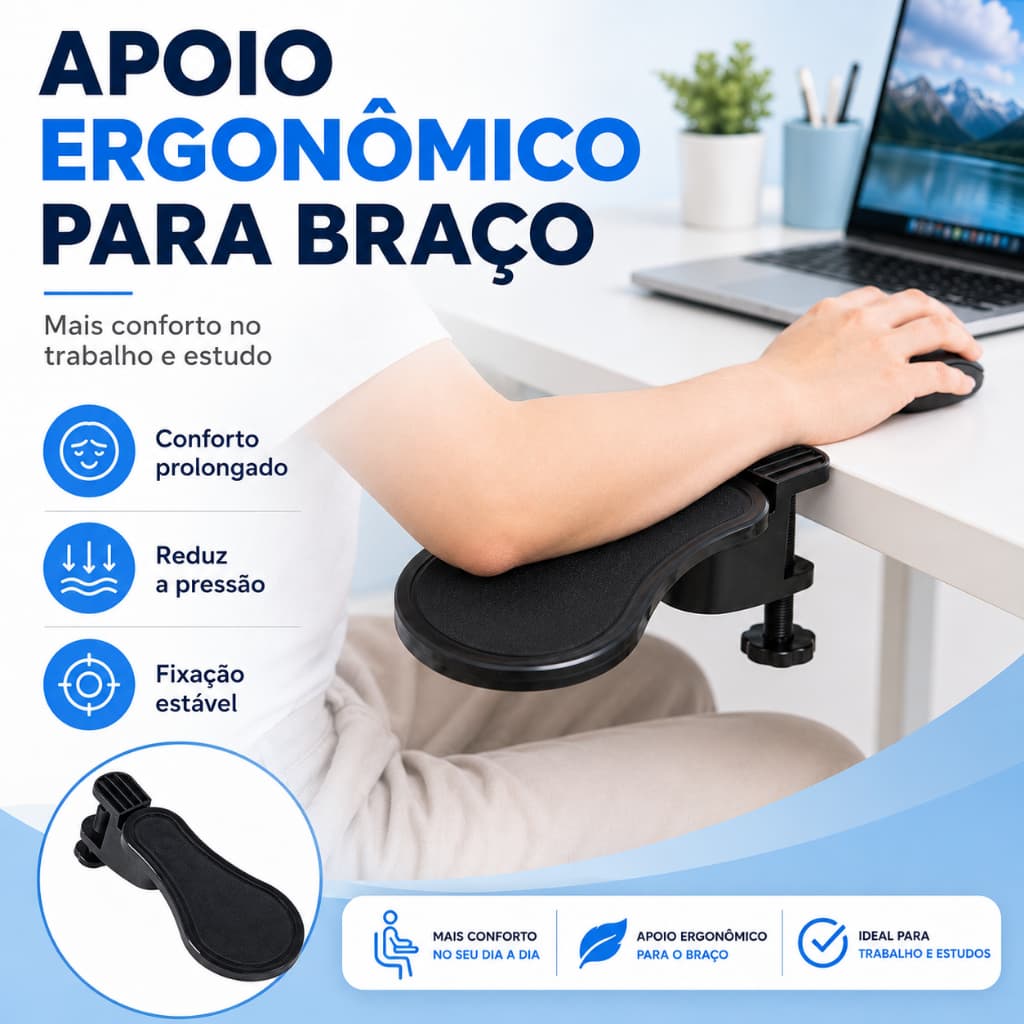 Apoio Para Mesa de Computador Home Office Suporte Ajustavel para Digitar Descanso De Braço
