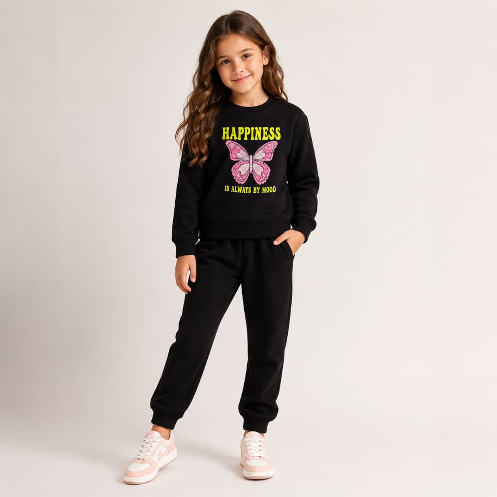 Conjunto Moleton Infantil  Flanelado Borboleta Calça Jogger Confortavel e Quentinho