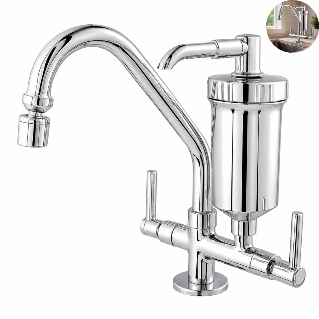 Torneira Bancada Com Filtro Purificador Água Gourmet Cromada Bica Móvel Arejador Articulado 360°