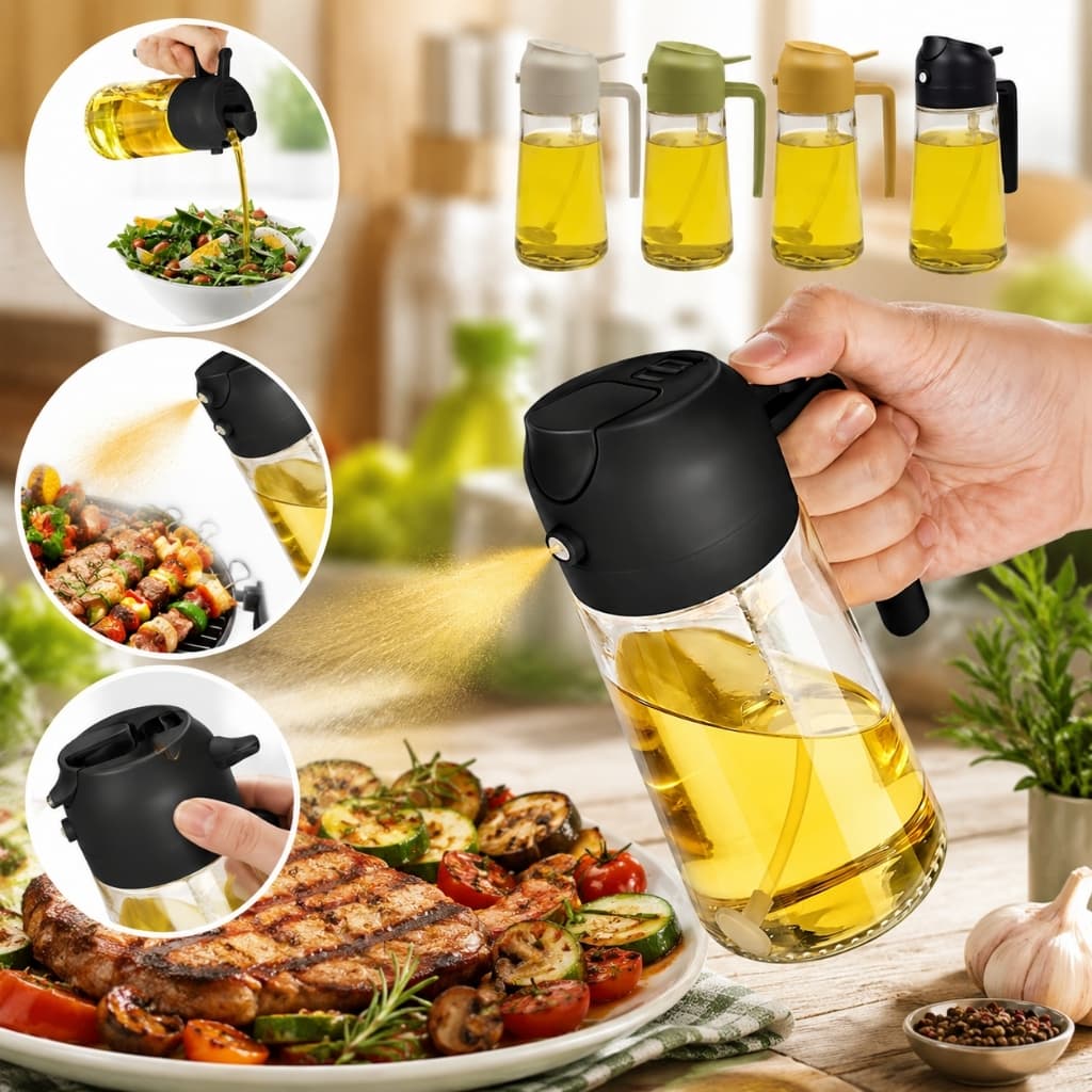 Borrifador Galheteiro Azeite Vinagre 470ml Vidro Dosador Spray Cozinha Tempero Óleo Cozinha Prático