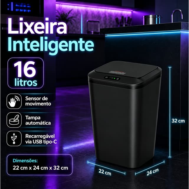 Lixeira Automática com Sensor | Abertura Inteligente, Silenciosa e Higiênica