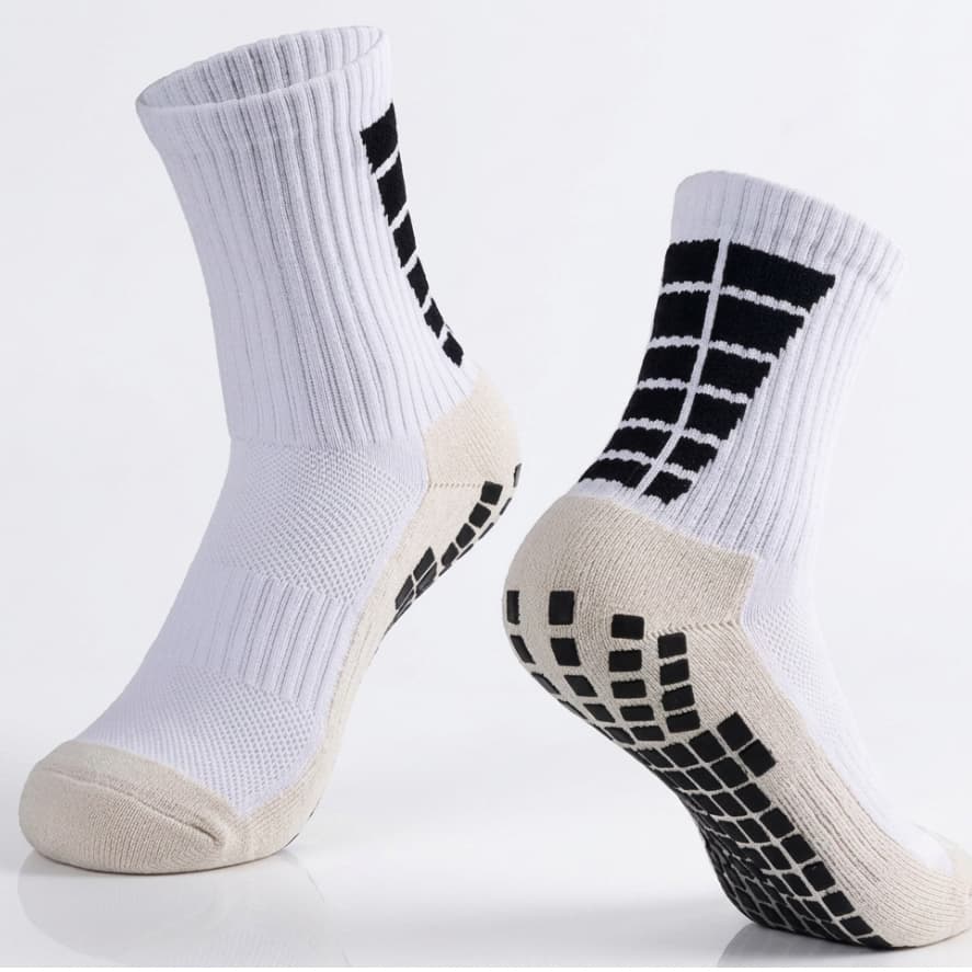 Meia Antiderrapante Esportiva selene Cano Médio Grip Silicone Futebol Futsal Academia Azul Unissex