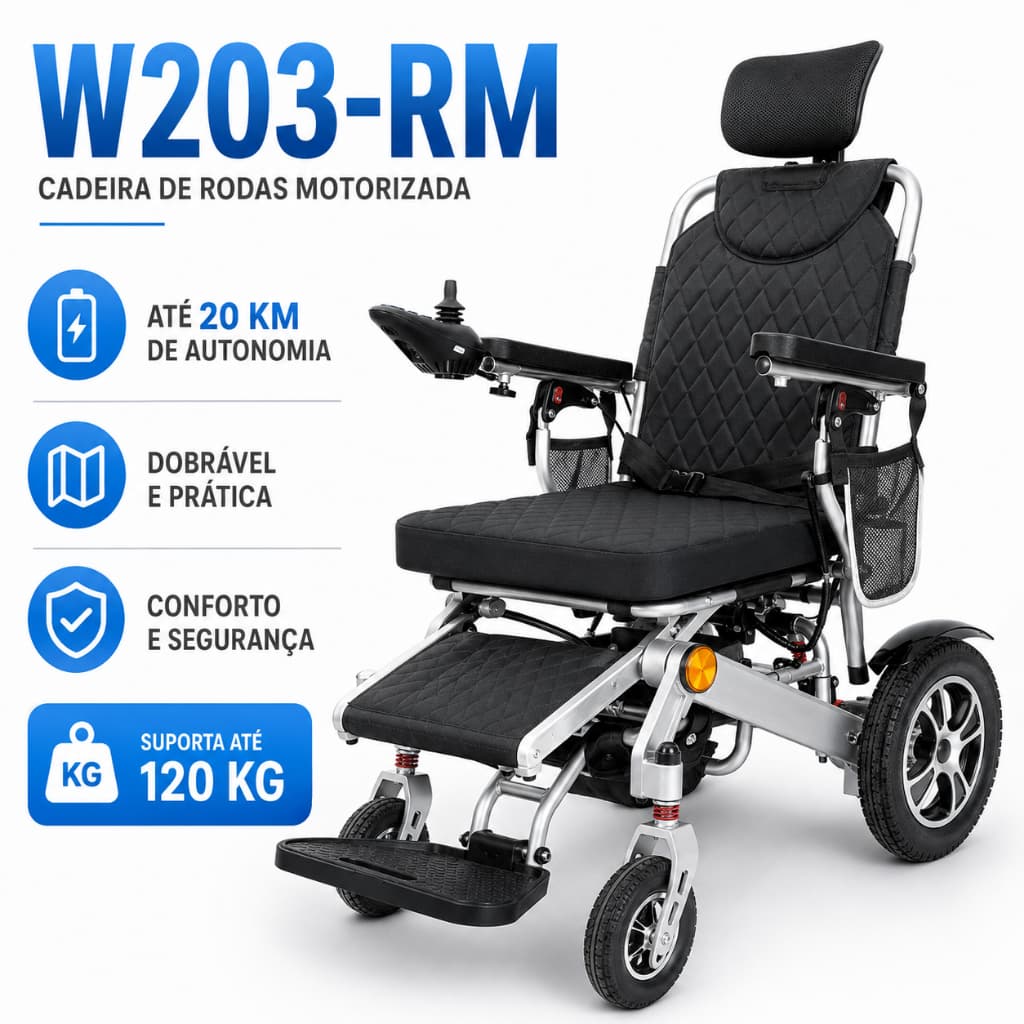 Cadeira de Rodas Elétrica Motorizada W203-RM Com Controle Remoto Winner.Med