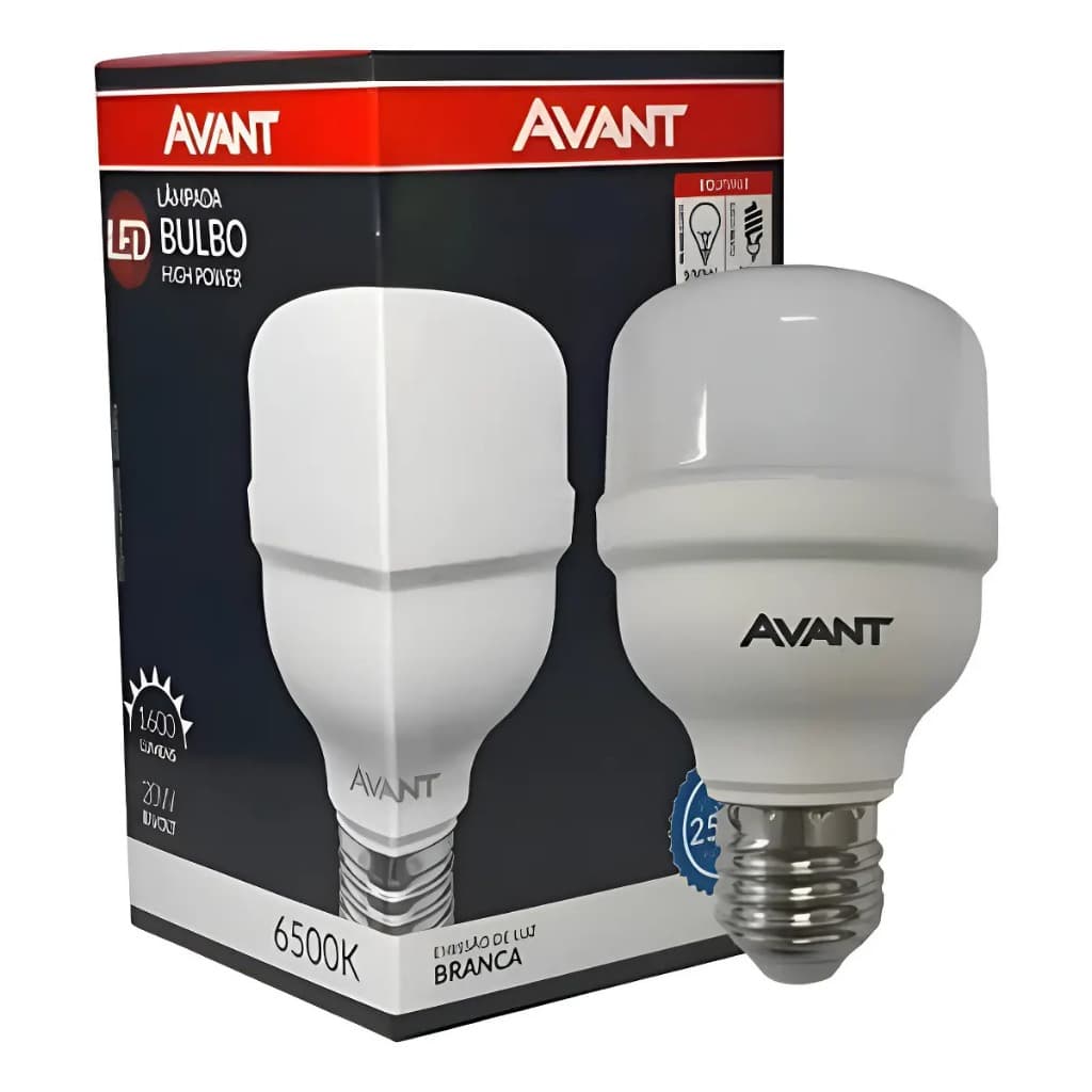 Kit 3 Lâmpadas Led Bulbo 20w Avant Luz Branca 6500k Alta Potencia