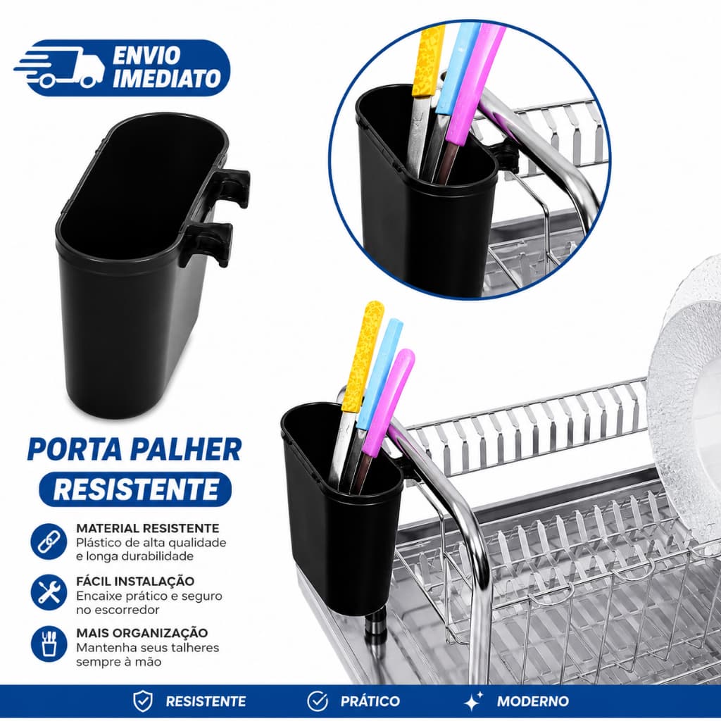 Porta Talheres Plástico Para Escorredor Preto Suporte para talheres Organizador