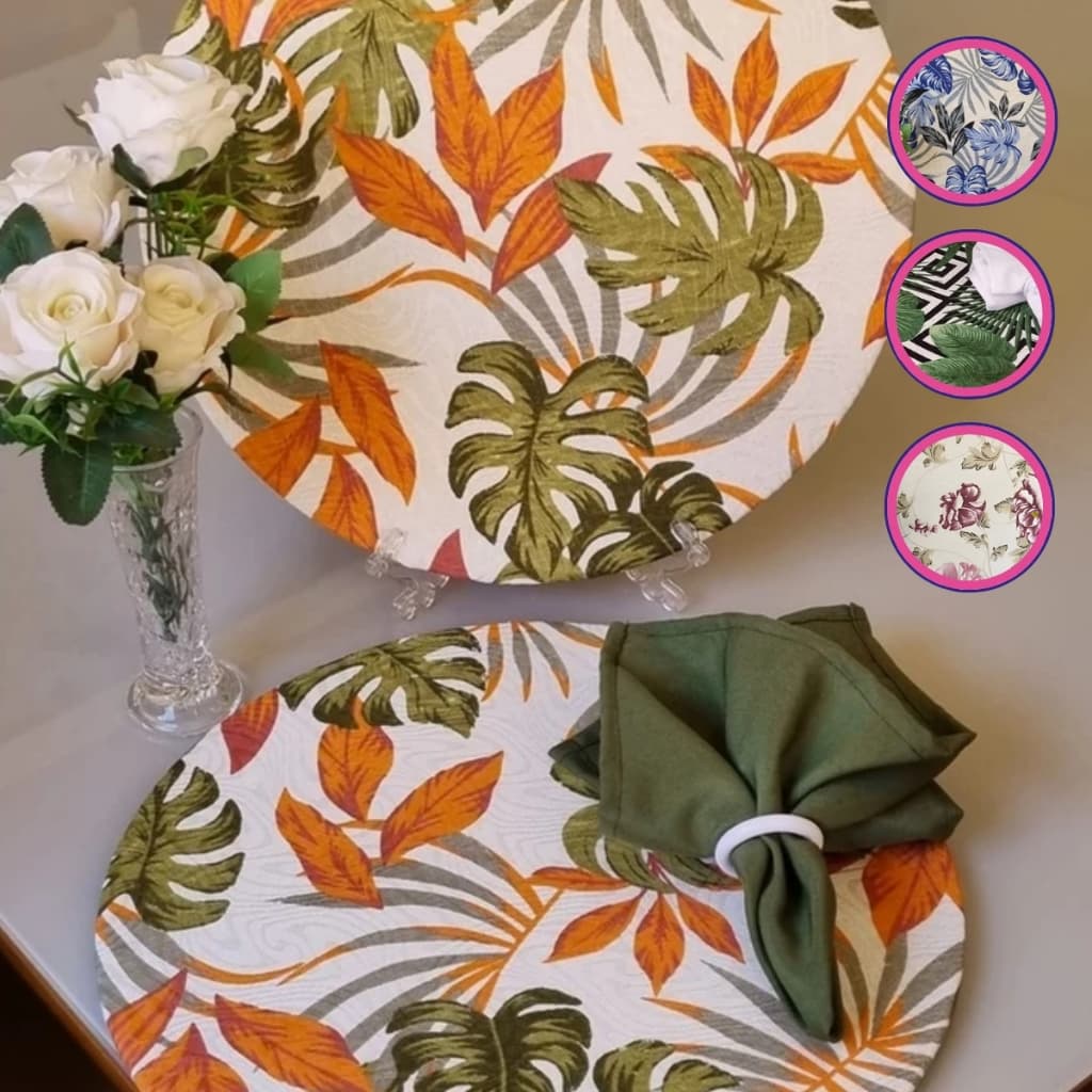 Kit Mesa Posta com 8 Capas 8 Porta Guardanapo 8 Guardanapo para Café da manhã Almoço Jantar