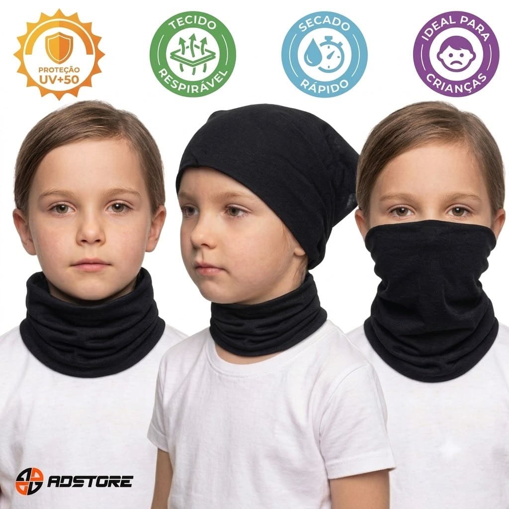 Bandana Infantil Pescoceira Cachecol Ciclismo Pedal Pesca Proteção UV50+ ADSTORE Menino Menina