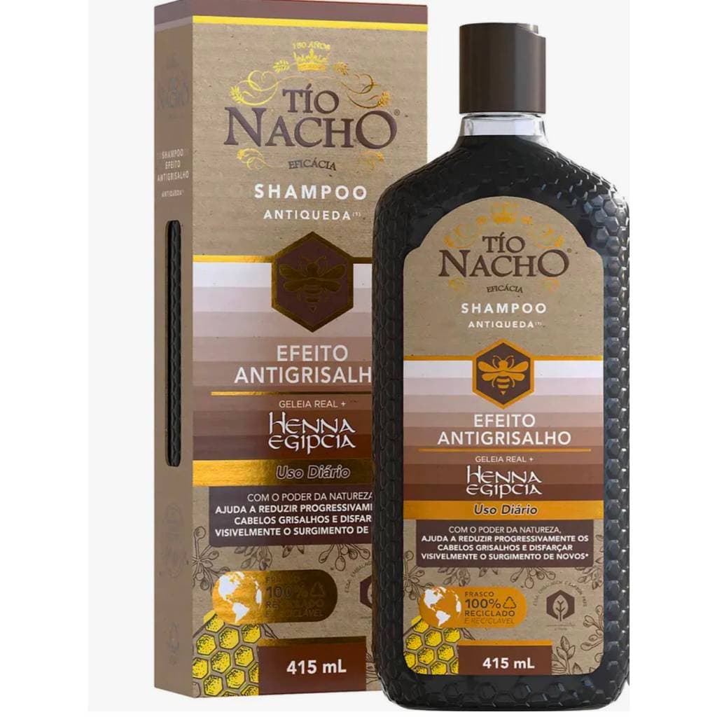 SHAMPOO ANTI GRISALHO 415 ML HENNA REDUZ E DISFARÇA OS CABELOS GRISALHOS