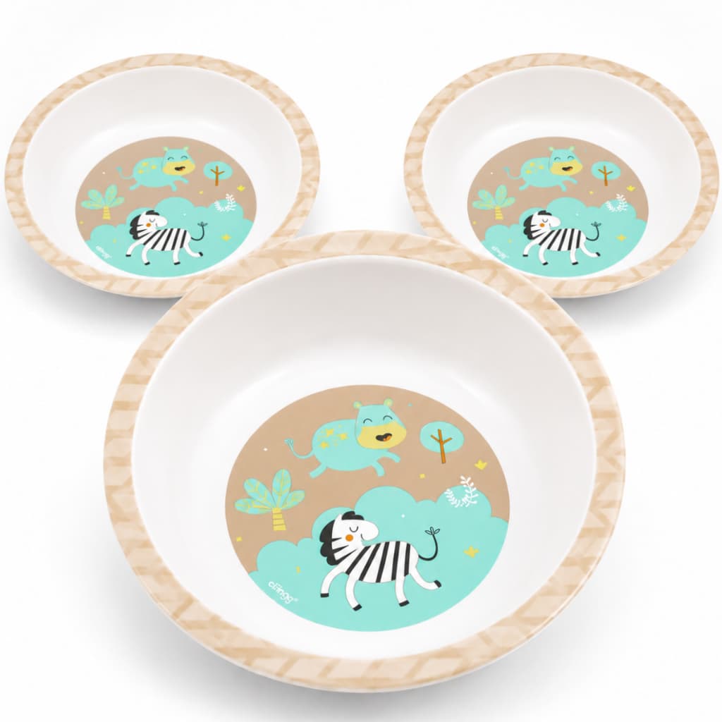 Kit 3 Tigelas Clingo Infantil Safari Livre de BPA para Bebê Introdução Alimentar  Refeição Resistente