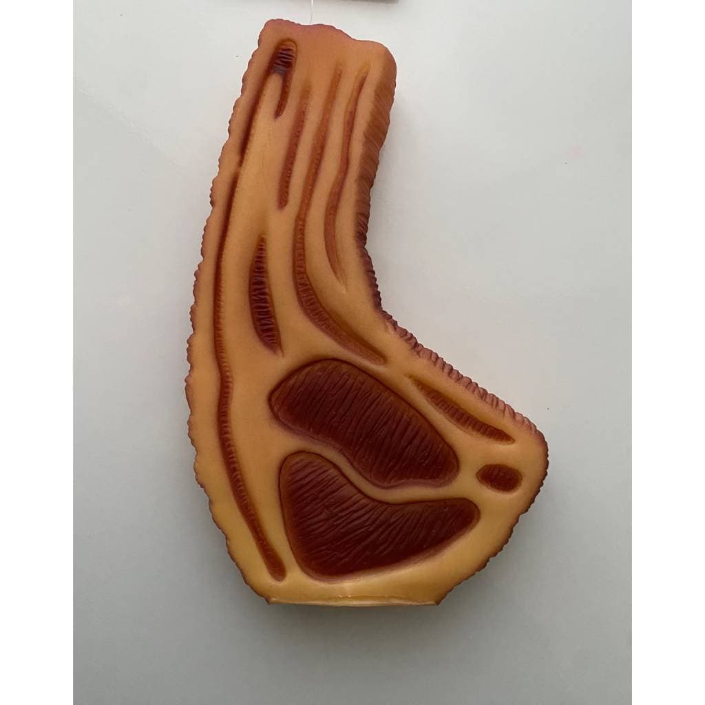 BRINQUEDO PARA CACHORRO PET MORDEDOR BISTECA EM BORRACHA  PVC MARROM C/SOM