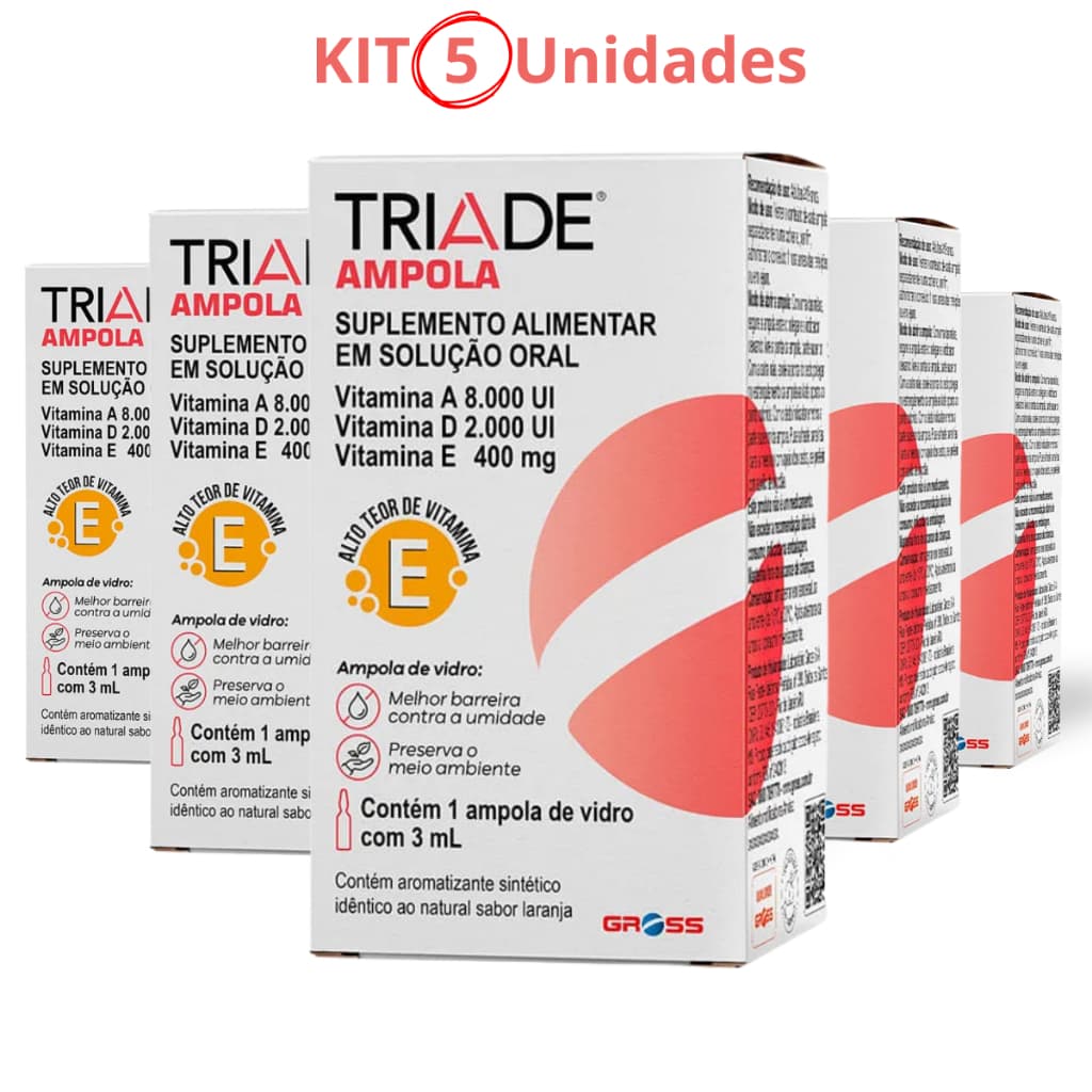 Kit 5 Triade Ampola Suplemento Alimentar em Solução Oral 3ml