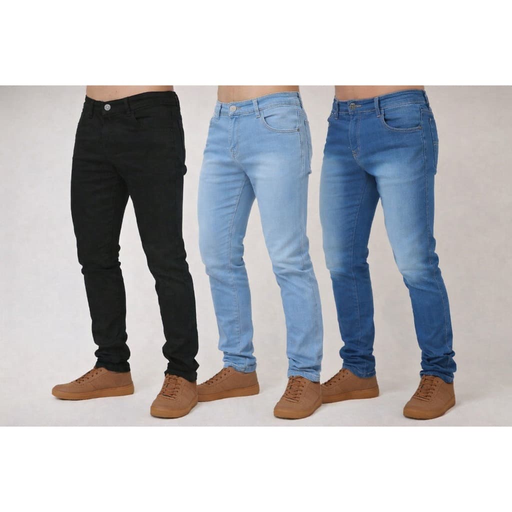 Kit Calça Jeans Masculina Skinny Básica Stretch Confortável Dia a Dia