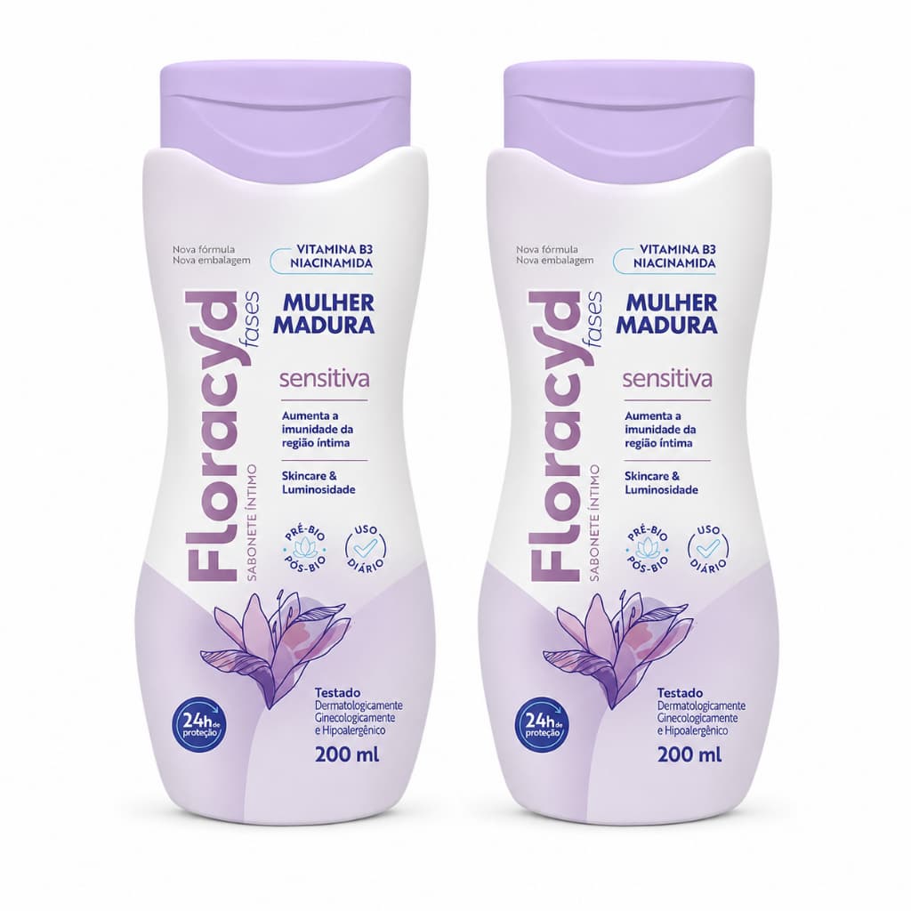 Kit Sabonete Íntimo Floracyd Sensitiva Mulher Madura 2 Unidades 200ml