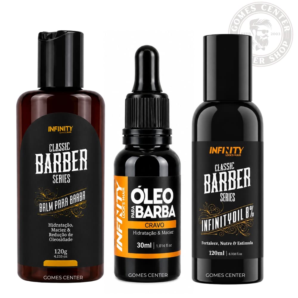 Balm 120g + Óleo de Barba 30ml + Tônico Capilar Infinitydil 8% 120ml Infinity Looks Hair
