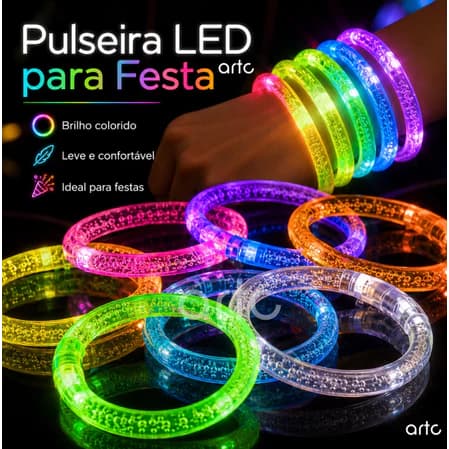 Pulseira Led Neon Kit 10 - 20 - 30 - 40  Coloridas Festa Aniversário Rave Balada
