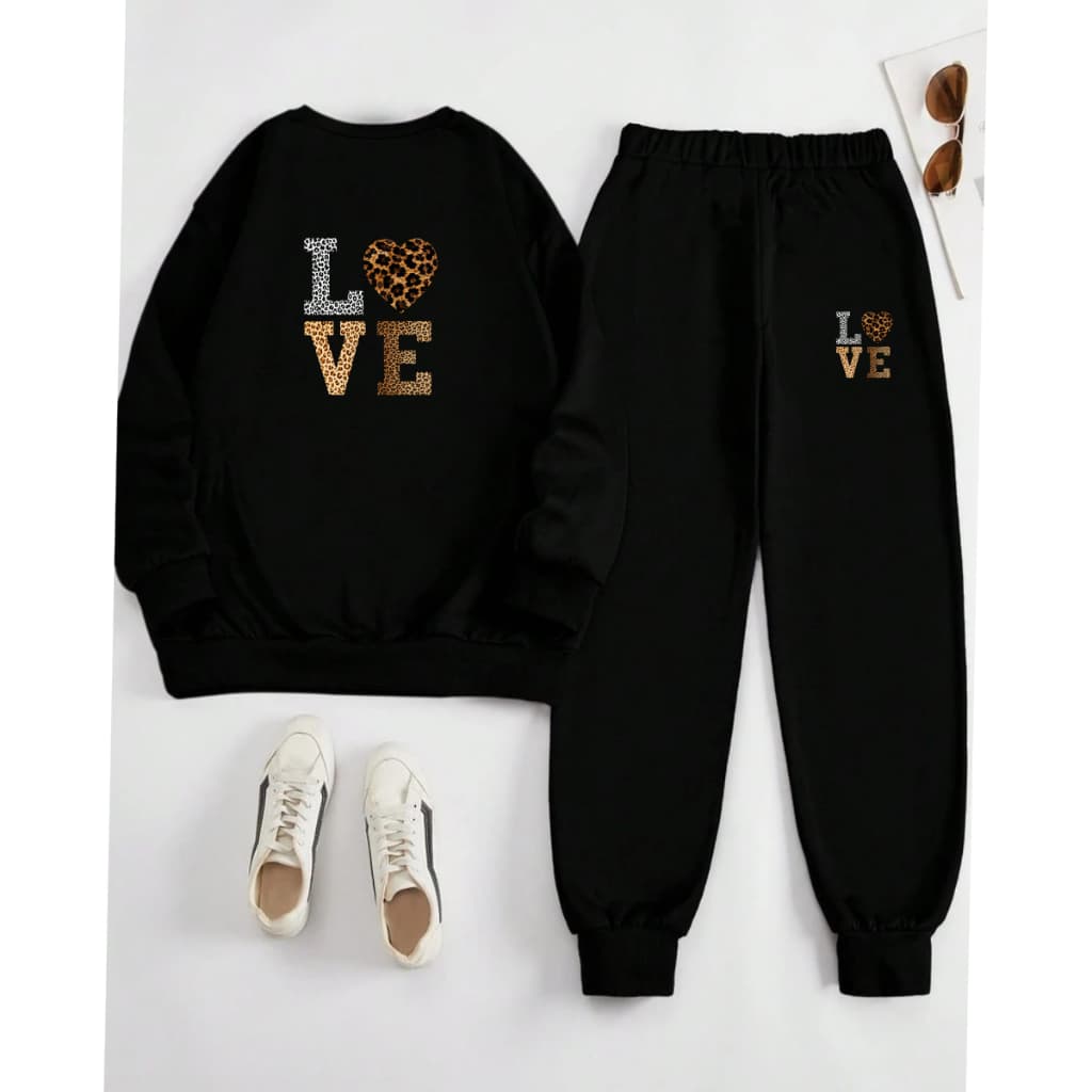 Conjunto Moletom Calça e Bulosa Gola Alta Feminino Love
