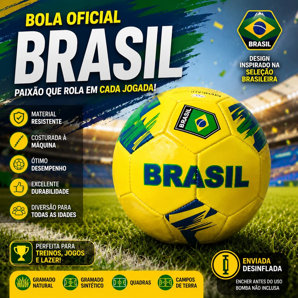 Bola Futebol Oficial Tamanho 5 Amarela Alta Durabilidade Treino Jogo Profissional