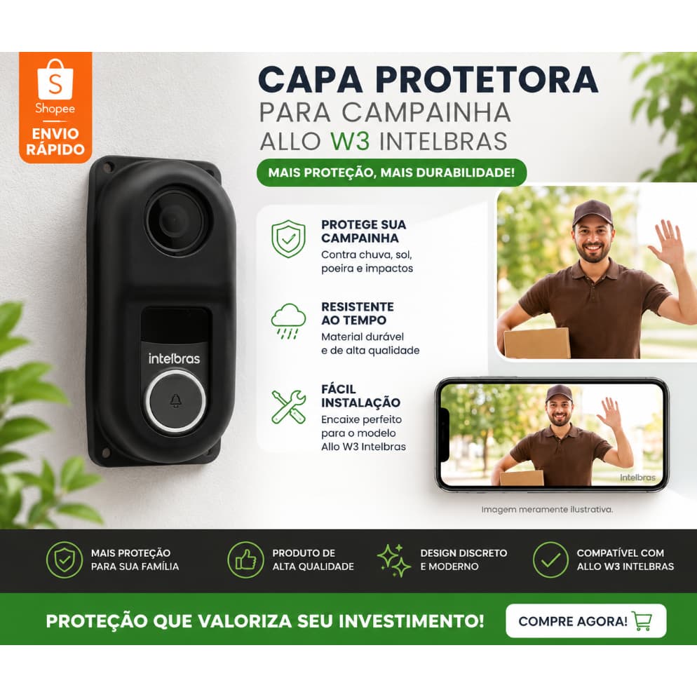 PROTETOR ANTIFURTO VIDEO PORTEIRO ALLO W3 E IVW 3000 INTELBRAS