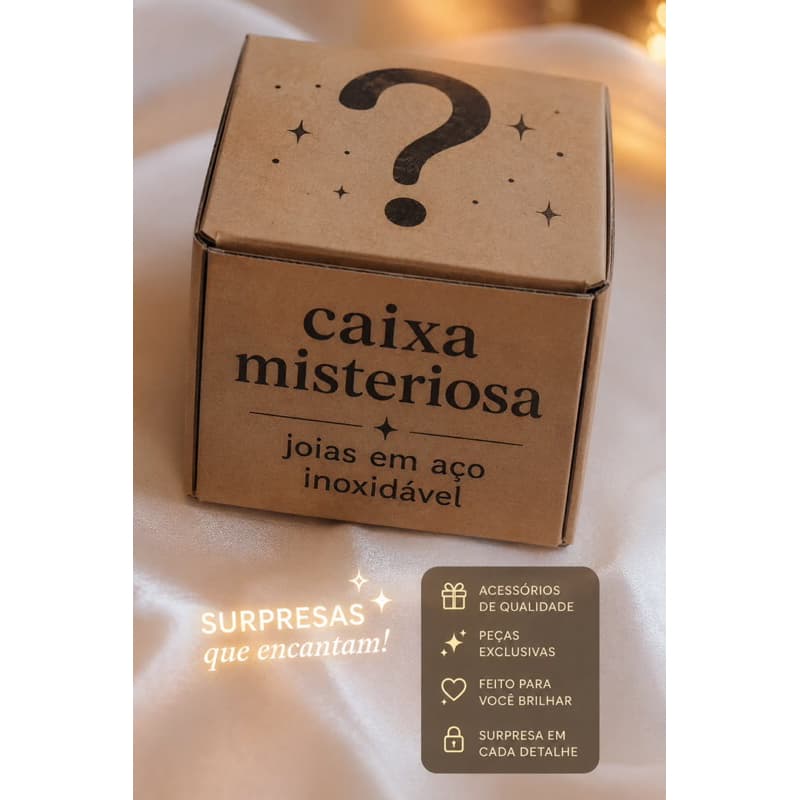 caixa misteriosa em joias de aço inoxidável