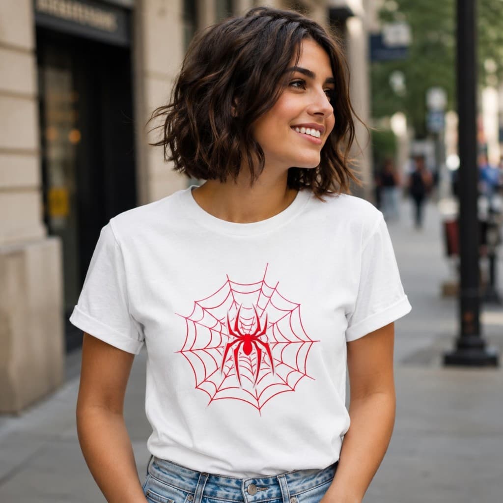 Camiseta Unissex Aranha Teia Man Vermelha Estampa Geek Alternativa Casual Moderna P ao GG Spider