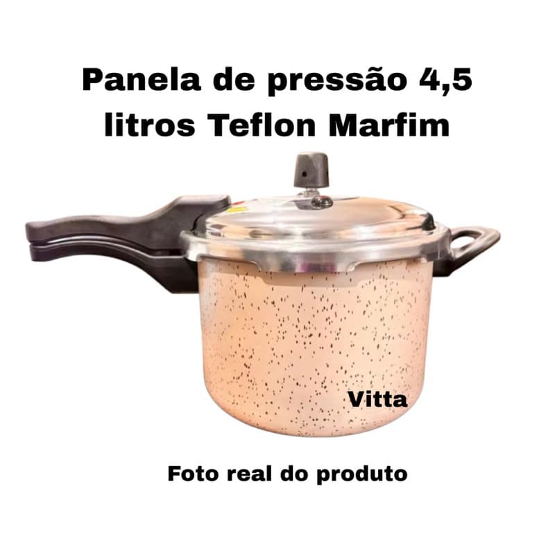 PANELA DE PRESSÃO 4,5 LITROS - FECHAMENTO EXTERNO - TEFLONADA MARFIM