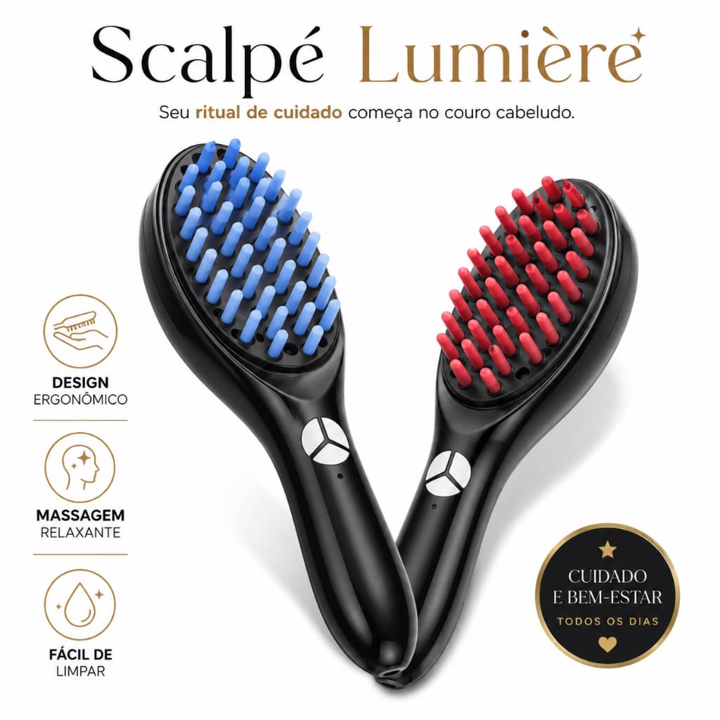 Escova Massageadora Capilar para Couro Cabeludo Massageador de Cabeça Desembaraçador de Cabelo Scalpé Lumière