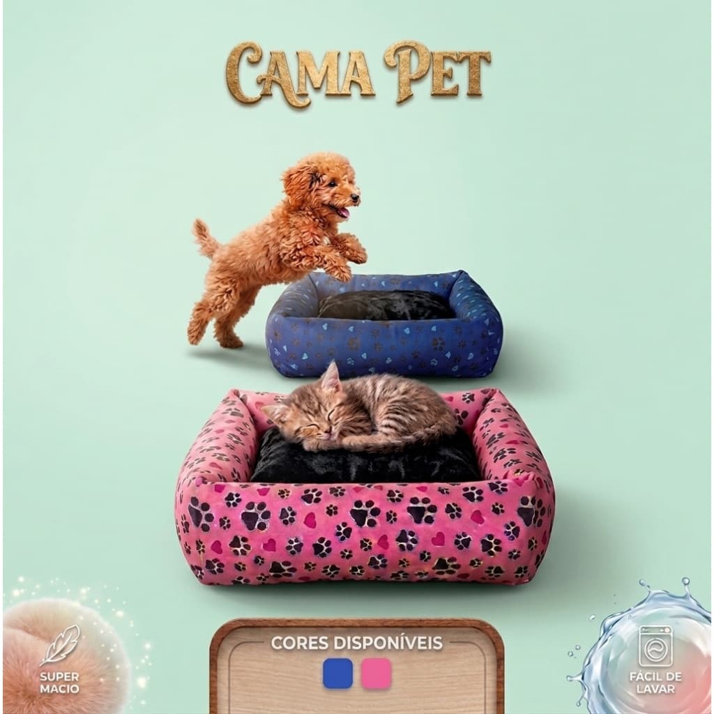 Caminha de Cachorro Grande Impermeável Super Macia 60x60x15 cm Microfibra 100% Poliéster com Forro PVC