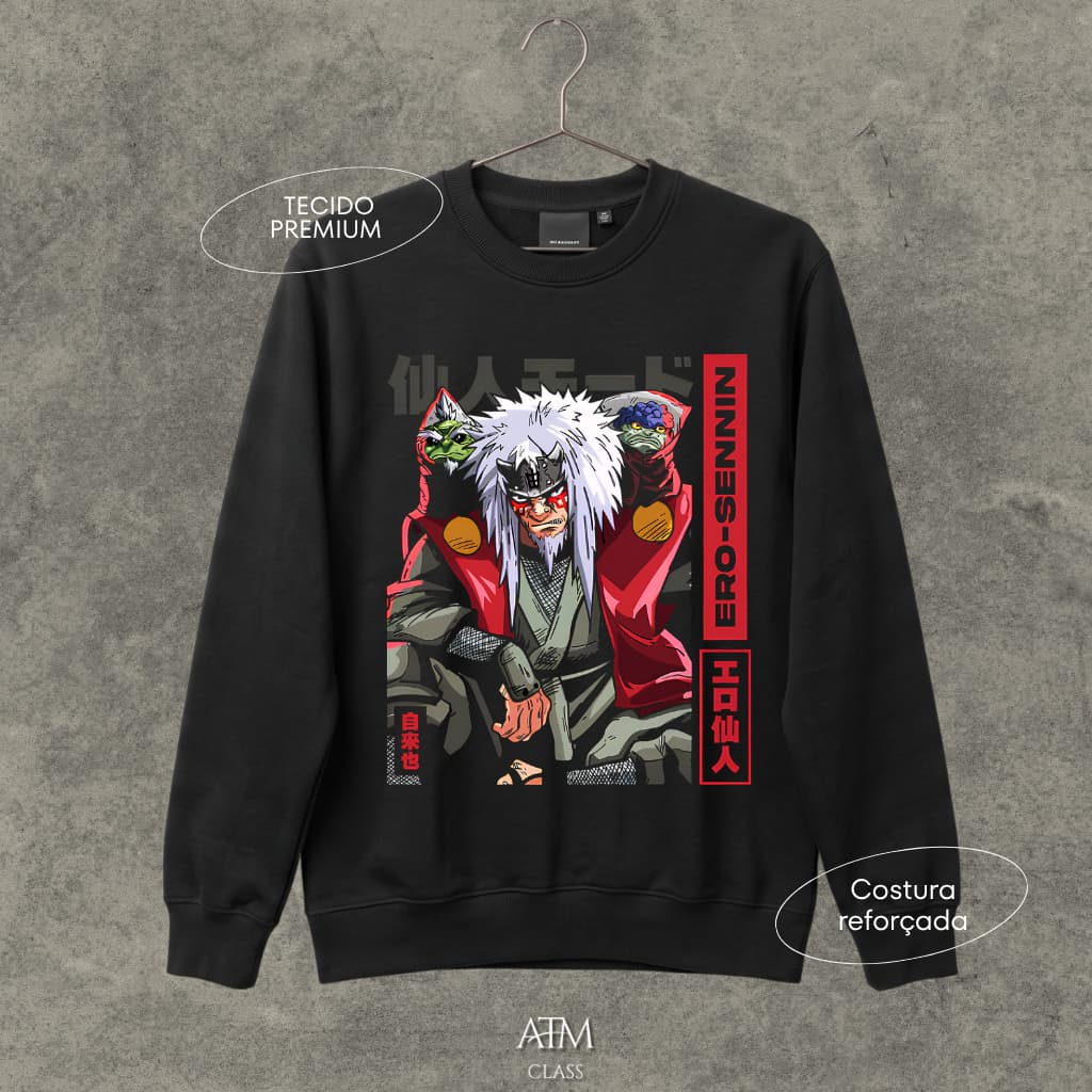 Moletom Casual anime manga serie naruto jiraiya tecido premium envio Rapido